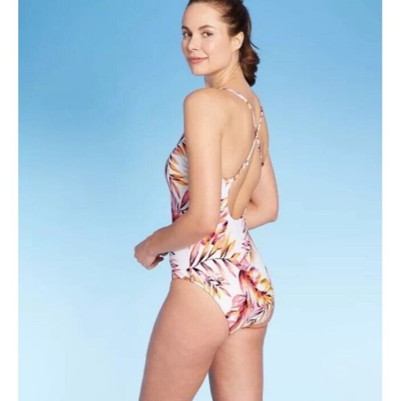 Kona Sol One Piece Swimsuit Size Medium Womens Floral V Neck Strappy 238019397 - Picture 3 of 8